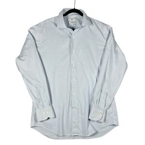 Uniqlo Super Non-Iron Slim Fit Dress Shirt Mens XL Blue White Pinstripe 467483